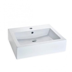 LAVABO HELVEX DE SOBREPONER FUTURA1 57*46 1 TALADRO BLANCO CON REBOSADERO 261C-LVFUTURA1