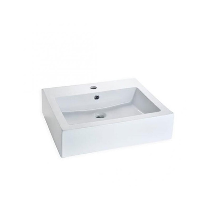 LAVABO HELVEX DE SOBREPONER FUTURA1 57*46 1 TALADRO BLANCO CON REBOSADERO 261C-LVFUTURA1