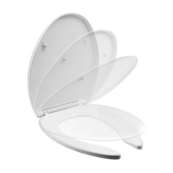 ASIENTO PARA WC ALARGADO CON TAPA ENVOLVENTE CIERRE LENTO BLANCO 261C-AT4