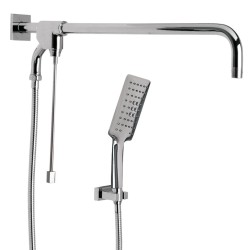 REGADERA MANUAL BRAZO LARGO CHAPETON CUADRADO CROMO 2 CHORROS HELVEX 261-RM15